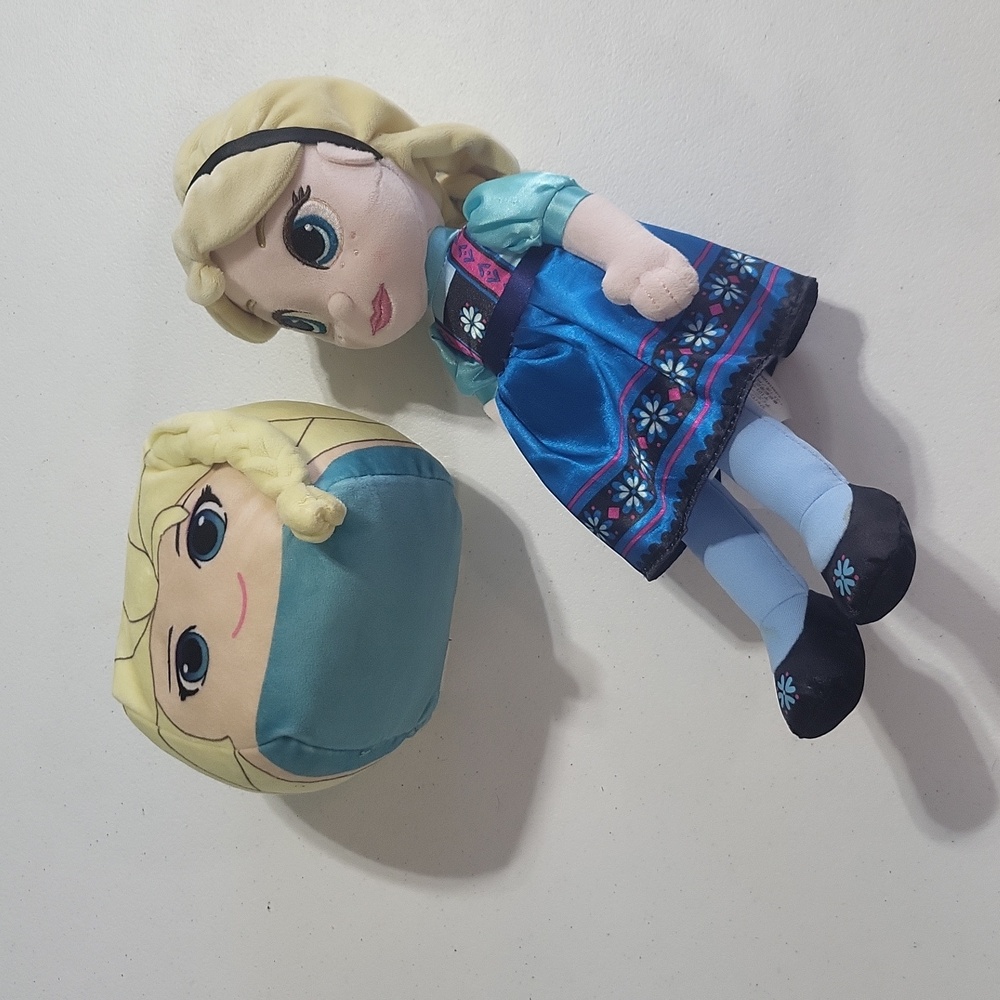 CUBD DISNEY Frozen Elsa Stuffed Mini Travel Pillow & DISNEY Plush Elsa Doll